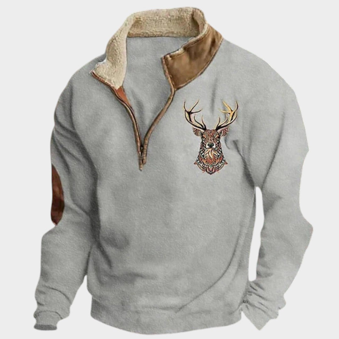 Christos | Sudadera de Invierno con Forro Polar y Diseño de Ciervo